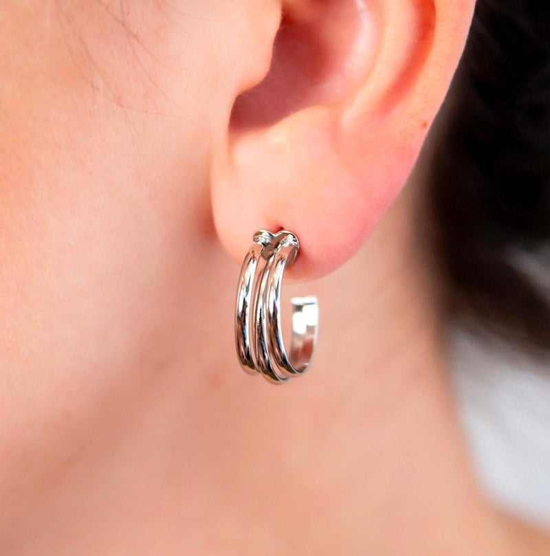 Brinco Aço Inoxidável Argola Tripla