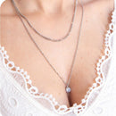 Colar Aço Inoxidável Corrente Dupla + Diamante