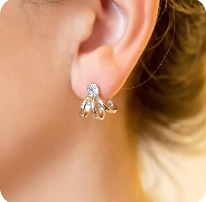 Brinco Aço Inoxidável Diamante Argola Tripla