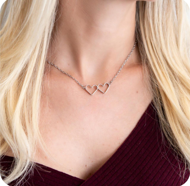 Colar Aço Inoxidável 2 Corações