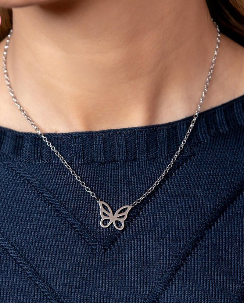 Colar Aço Inoxidável Borboleta Vazada
