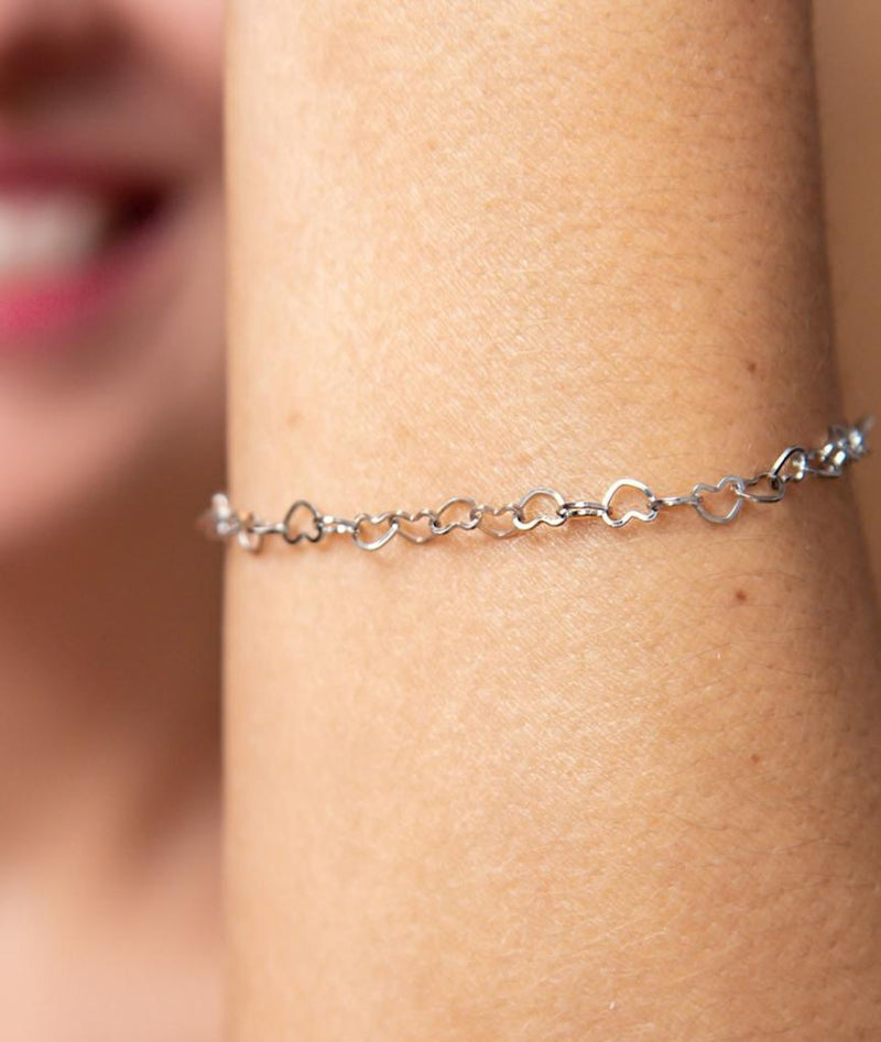 Pulseira Aço Inoxidável Coração Vazado