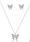 Conjunto Colar e Brinco Borboleta "Delicado" Prata