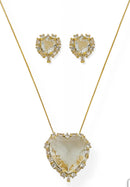 Conjunto Colar Folheado Com Brinco Coração