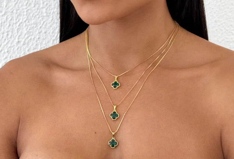 Colar Folheado Trevo da Sorte Black