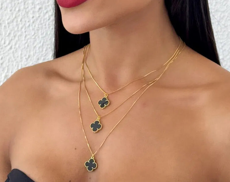 Colar Folheado Trevo da Sorte Black