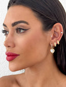 Brinco Folheado Dourado Coração Argola Strass 1°, 2° e 3° Furo