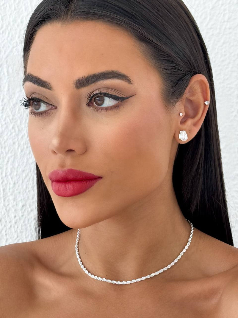 Colar Prata Enrolado Torção Fino