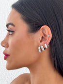 Brinco Prata Coração Strass 1°, 2° e 3° Furo