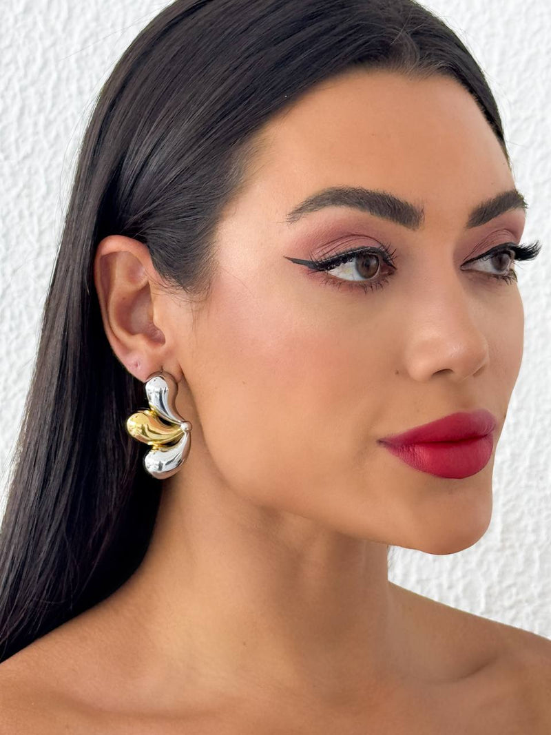 Brinco Folheado Dourado + Prateado Gotas