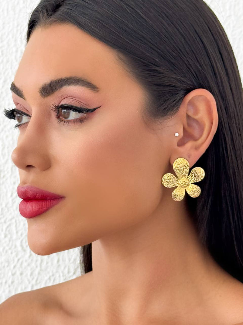 Brinco Folheado Dourado Flor