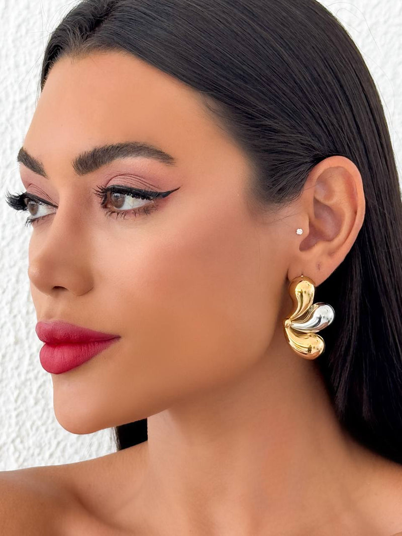 Brinco Folheado Dourado + Prateado Gotas