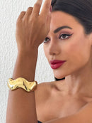 Bracelete Folheado Dourado Zig Zag