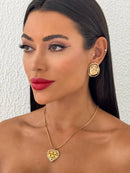 Colar Folheado Dourado Coração Diamante