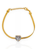 Pulseira Folheada Dourado Coração Diamante
