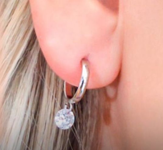 Brinco Aço Inoxidável Argola + Diamante II