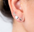 Brinco Aço Inoxidável Estrela Coração Lua 1°, 2° e 3° Furo