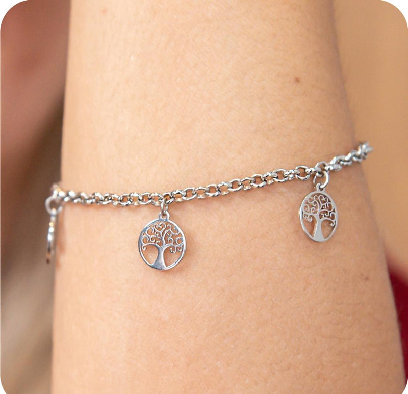 Pulseira Aço Inoxidável Pingente Árvore