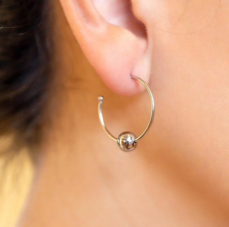 Brinco Aço Inoxidável Argola + Bola